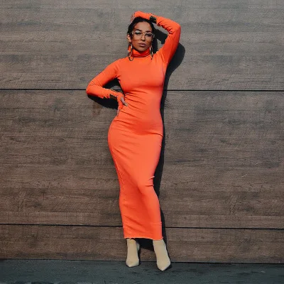 Демисезонное облегающее платье с длинным рукавом женское сексуальное