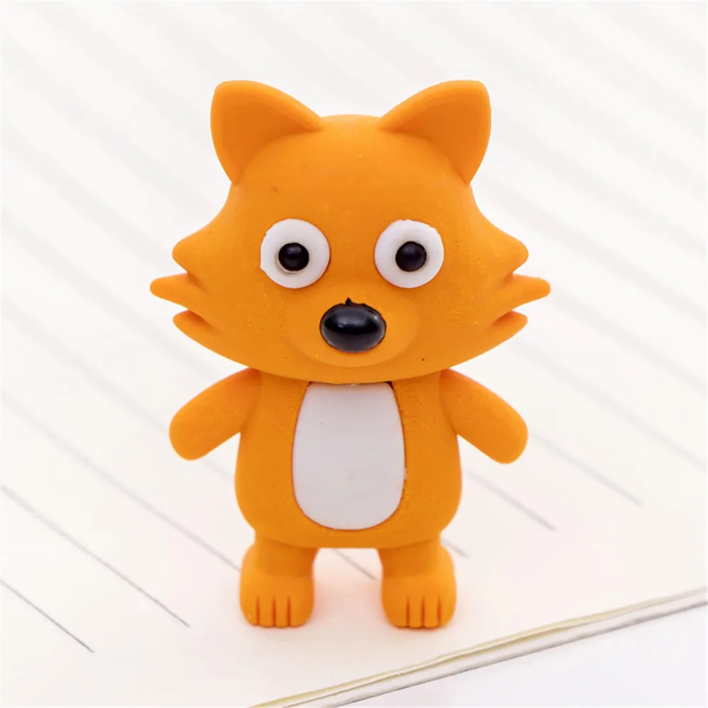 Kawaii мультфильм милый лиса резиновый ластик искусство школьные принадлежности офисные канцелярские товары новинка Животное Карандаш коррекция принадлежности