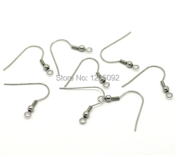 

50Pcs Earrings Wire Hooks With Spring Ball Stainless Steel Silver Tone Jewelry DIY Making Findings Charms 23x22mm
