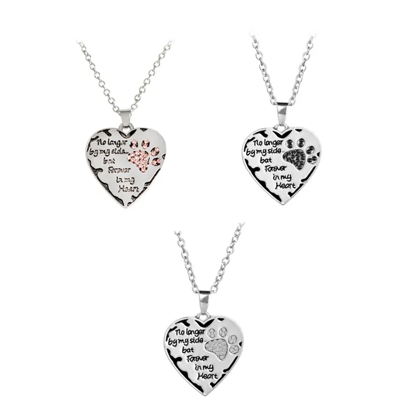 

Wholesale 12pcs/lot Letter "no longer by my side, but forever in my heart" Paw Claw Shape Pendant Necklace Special Gifts For Dog