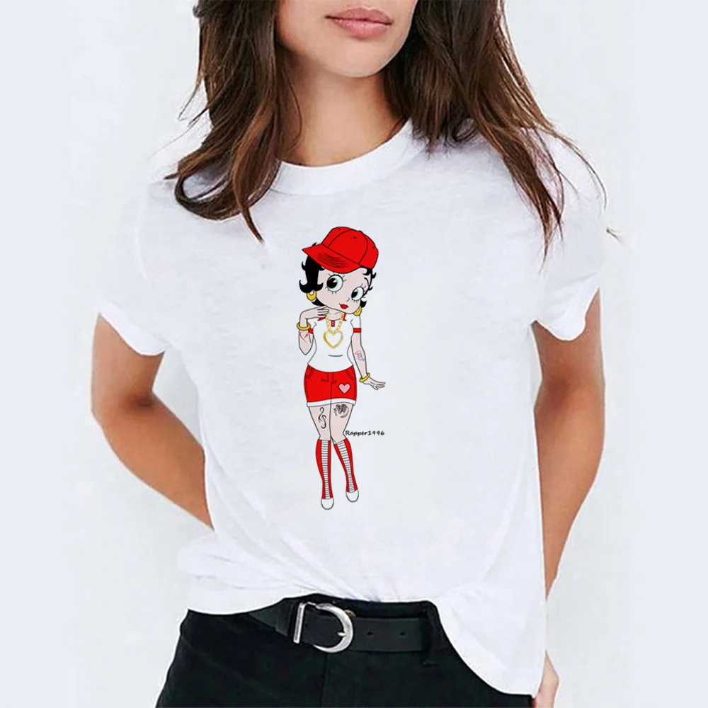WH Корейская Летняя коллекция, женская футболка Betty Boop, мультяшная Белоснежка, принцесса каваи, животный принт, VOGUE, футболка, femme, винтажный стиль - Цвет: WH