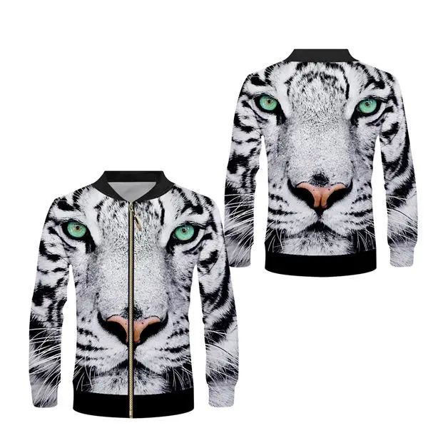 white tiger jackets Хипстерские роскошные цветочные мужские бейсбольные куртки на молнии унисекс уличные хип хоп рэппер Спортивная ветровка бомбер пальто на заказ S-6XL - Цвет: white tiger jackets