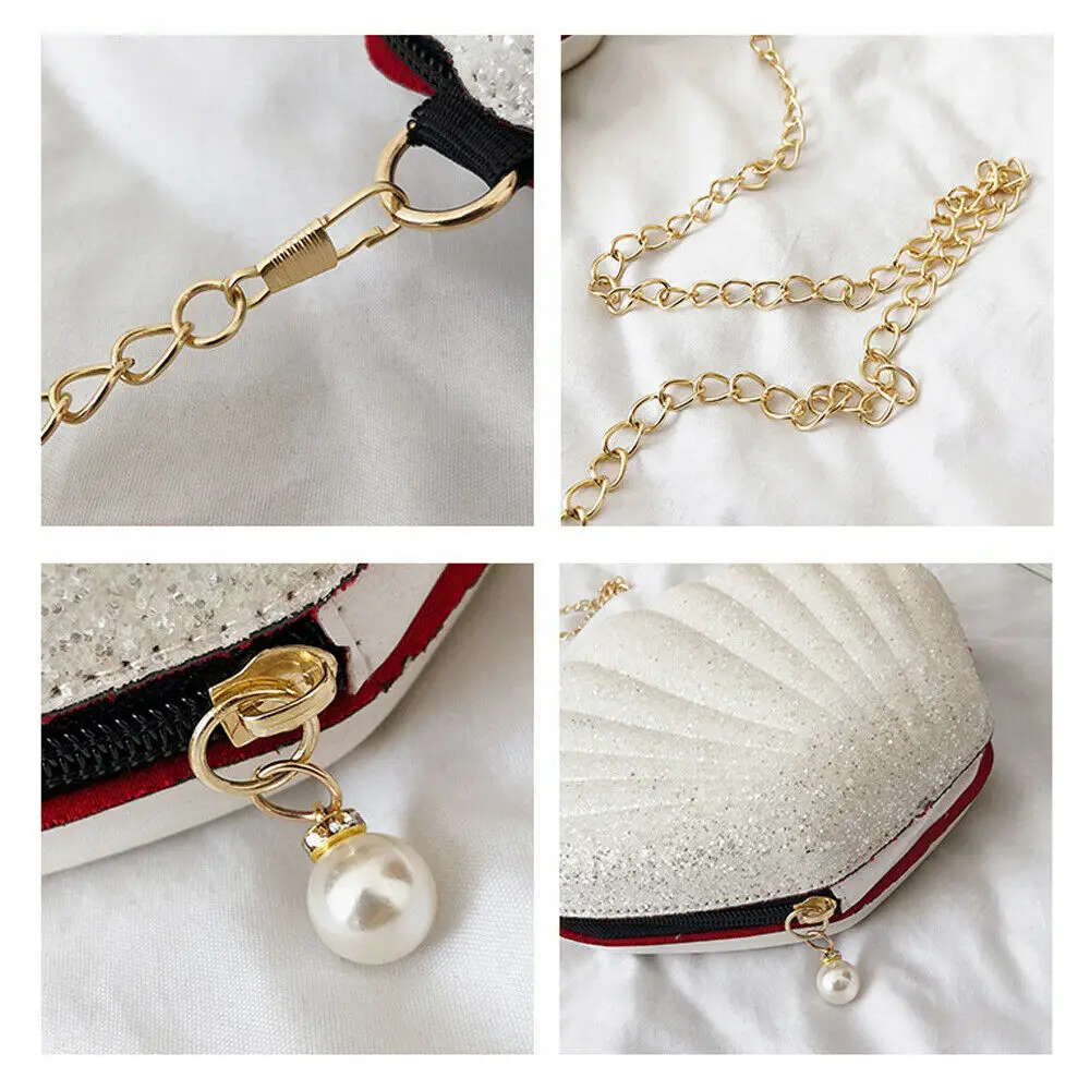 Летняя блестящая женская сумка на плечо модная пляжная в форме ракушки