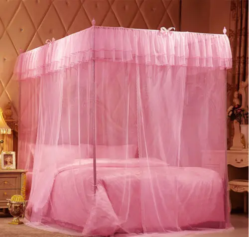 Новая романтичная розовая четырехместная кровать с навесом Москитная сетка для