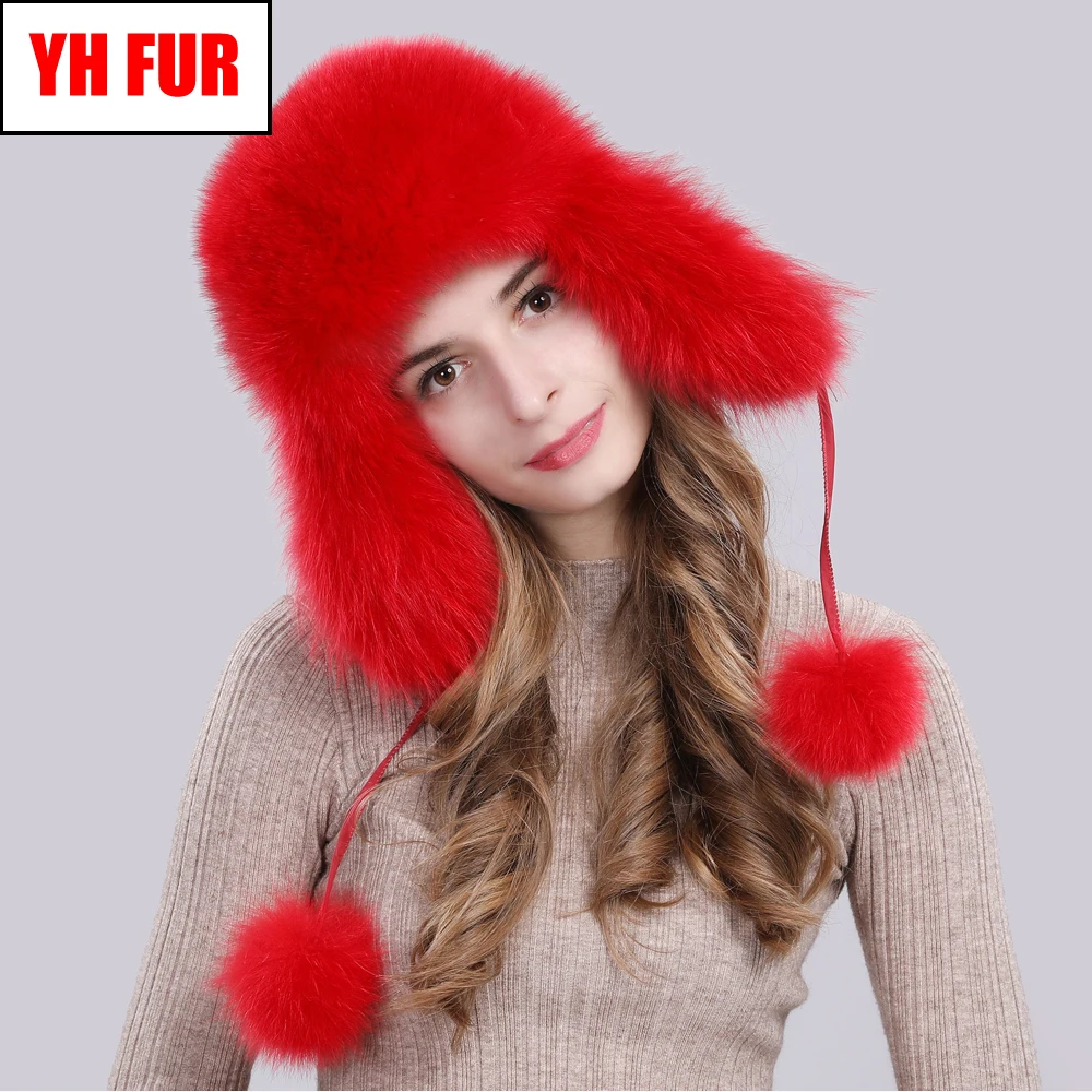 Лидер продаж 2020 Русская Шапка из натурального Лисьего меха женская зимняя теплая