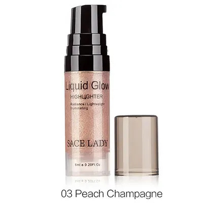 03 Peach Champagne SACE LADY 3 цвета жидкость для лица водонепроницаемый матовый маркер осветляет Лицо Глаза свечение праймер уход за лицом Косметика - Цвет: 03 Peach Champagne