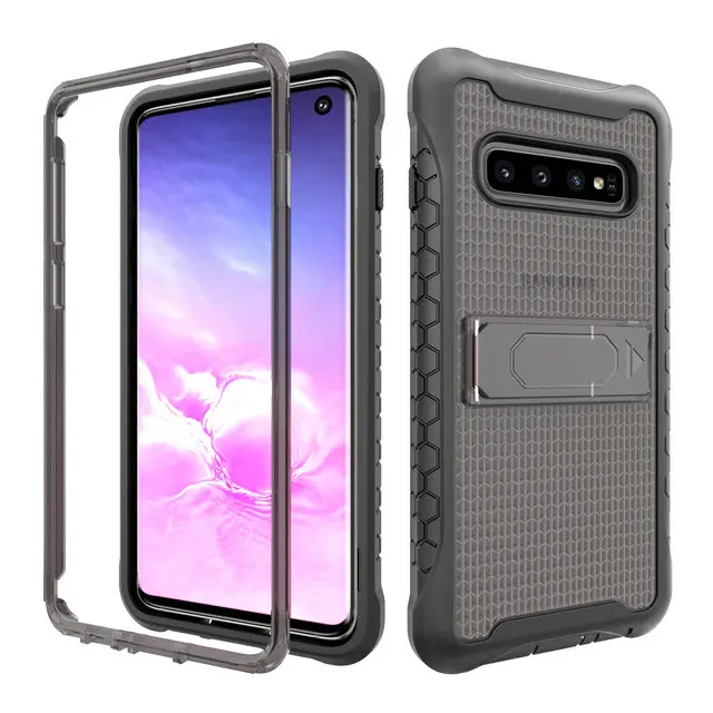 Clear Gray 3 в 1 ударопрочный чехол для samsung S10Plus Чехол samsung S10 чехол Note 9 пластиковый чехол для samsung Galaxy S10 Plus S9 S10e - Цвет: Clear Gray