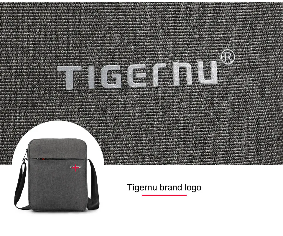 Tigernu 9,7 дюймов водонепроницаемые мужские сумки через плечо модные деловые сумки через плечо для мужчин л дорожная сумка серая сумка на плечо