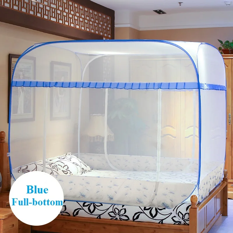 Blue Full-bottom Москитная сетка для двойной кровати Романтический дом простой дизайн купол элегантный полиэстер ткань кровать сетка навес, противомоскитная сетка - Цвет: Blue Full-bottom