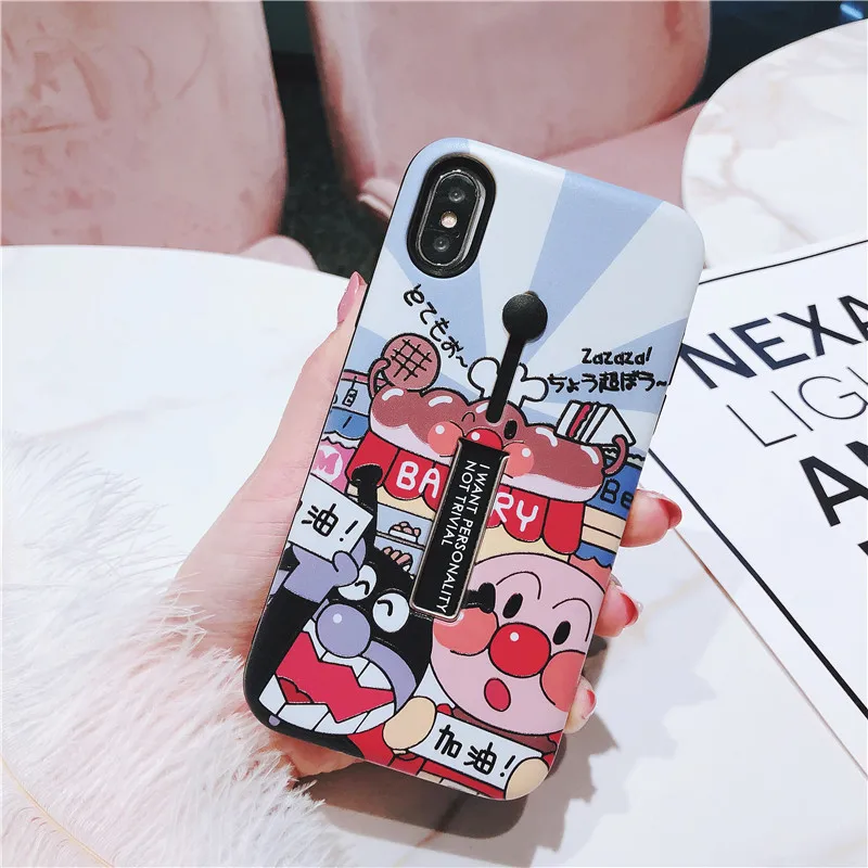 3D Relief Cartoon Bear&amp Bread Superman Phone case For iPhone X 6 6S Puls 7 8 Case Stretch Ring Stand PC Hard Plastic Capa |
