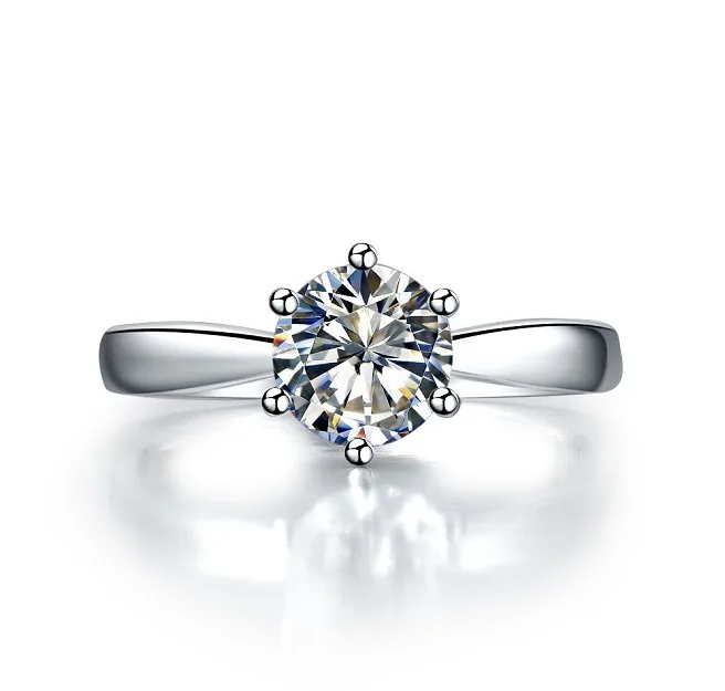 

2Ct 14K белое золото Южная Корея стиль Пасьянс очаровательный Тест Положительный Moissanite женщины помолвка имитировать бриллиант
