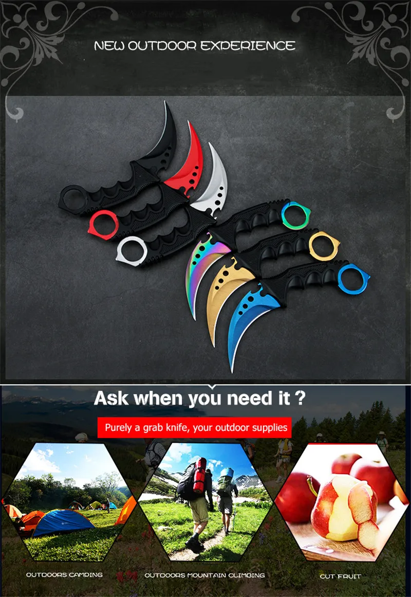 Karambit CSGO игра коготь нож открытый коготь высокой твердости нож для выживания в дикой природе многофункциональный прямой нож