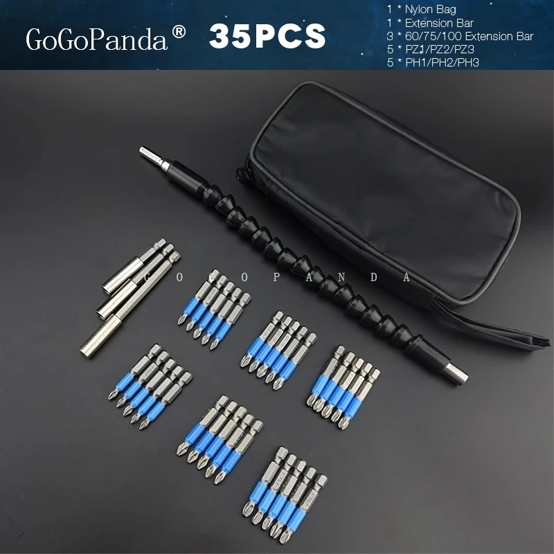 35 шт./лот 50 мм насадки posidrive GCr15 Нескользящие биты для отверток с шестигранным