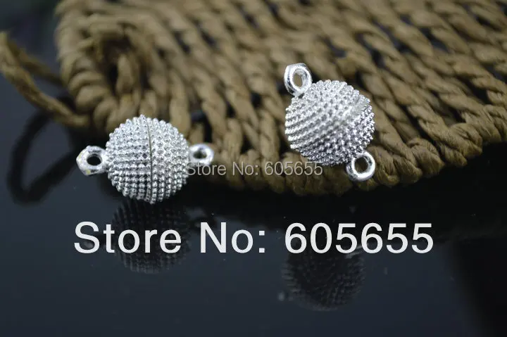 

12mm Silver Color Plating Spotted Magnetic Round Necklace Clasps Jewelry Findings Connectors 20pc / Lot Free Shipping