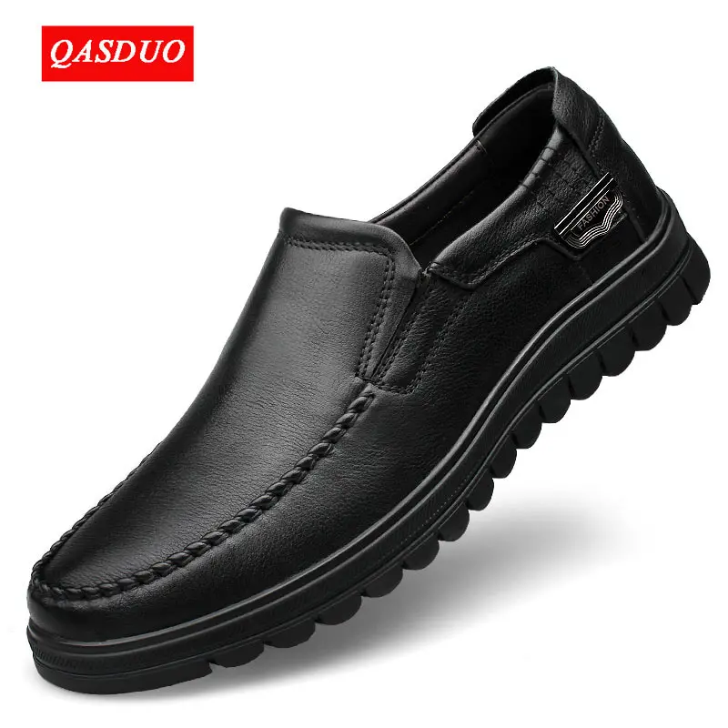 Брендовые мужские туфли QASDUO из натуральной кожи деловые повседневные базовая