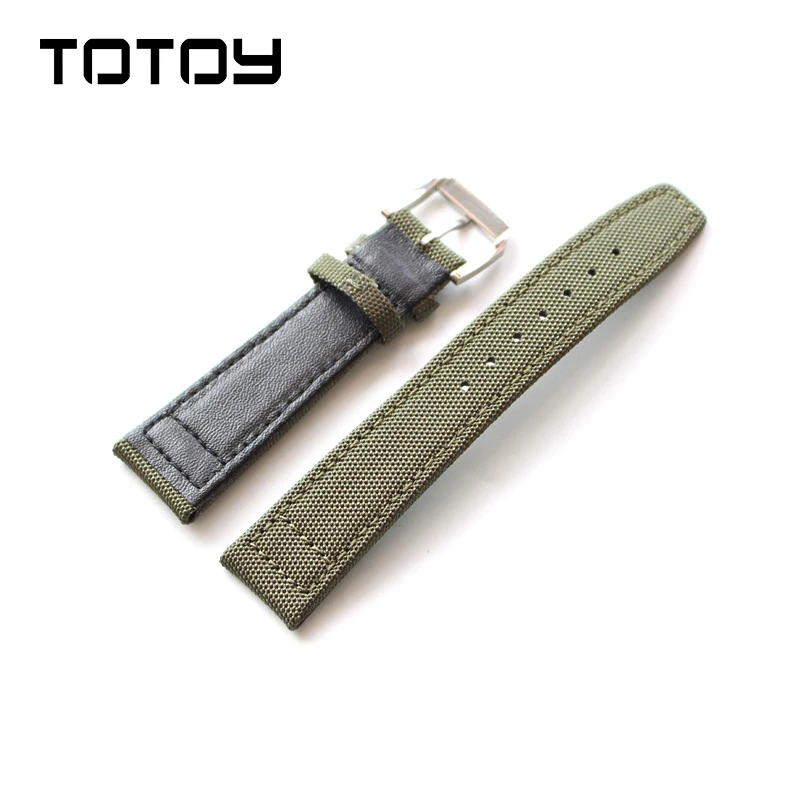 Ремешки для часов TOTOY из парусины и кожи Мягкие Кожаные наручных 20 мм 21 22 подходят