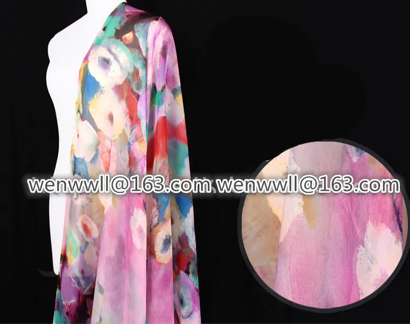 Дизайнер 100% чистый натуральный шелк шифон тутового дерева ткань фиолетовый и