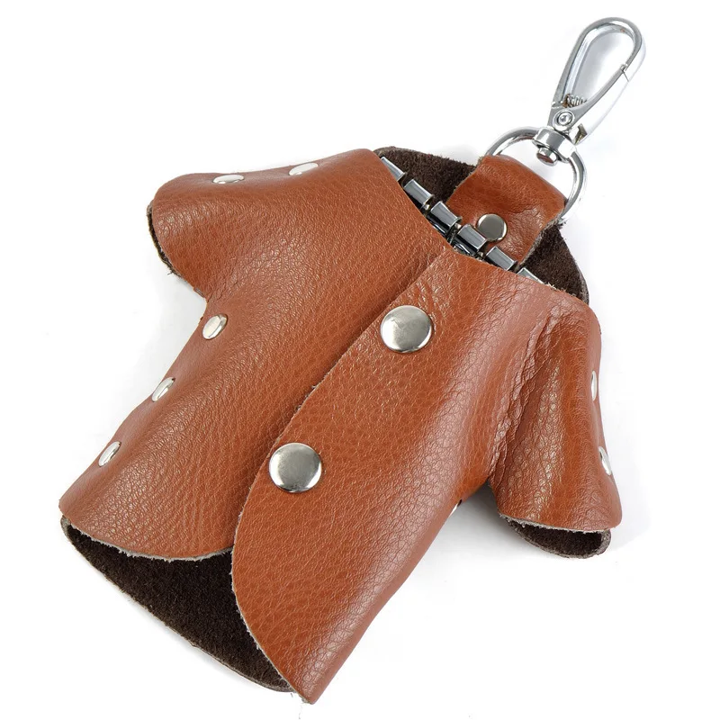 yellowish brown Модный автомобильный кошелек для ключей, держатель для женщин и мужчин, натуральная кожа, унисекс, для ключей, фиолетовый Органайзер, сумка, держатель для карт кошелек для экономки - Цвет: yellowish brown