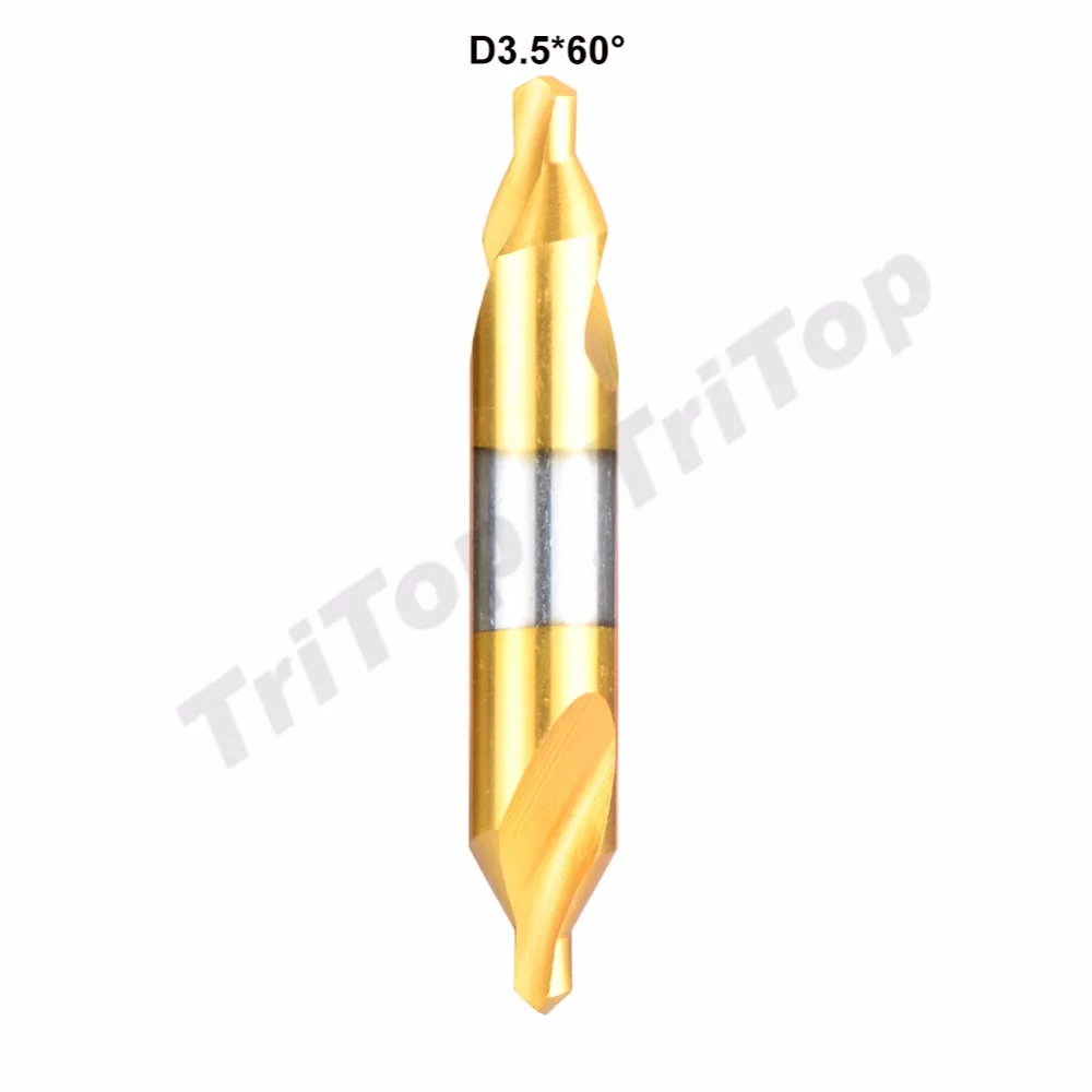5pcs/lot D3.5*60degree  HSS high quality Containing cobalt golden coating center drill bit shank diameter 8mm 60 free shipping