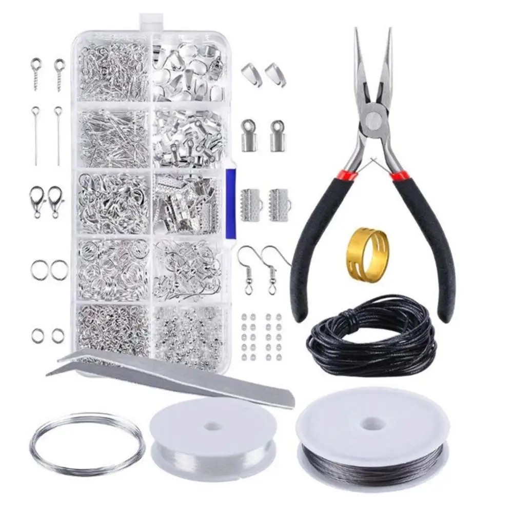 Rhodium Родий/золотой цвет DIY ручной работы набор 1 Набор для создания украшений, фурнитура/плоскогубцы/прыгающие кольца подходят для ювелирных изделий Аксессуары для DIY - Цвет: Rhodium