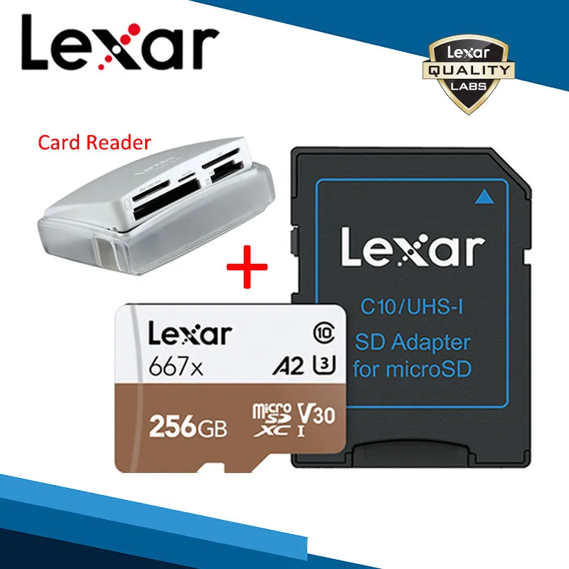 256G Card Sets Lexar 667x SDXC памяти Micro SD карты набор ридер 025 Мульти в 1 ридеры 256 ГБ 128 ГБ внутренняя карта памяти Бесплатный адаптер - Емкость: 256G Card Sets