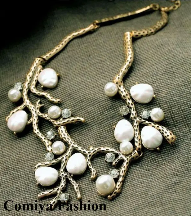 Comiya Винтаж цветок воротник имитация жемчуга цепочки и ожерелья заполнены змея
