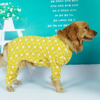 yellow Cat head Одежда для больших собак из хлопка; Одежда для больших собак; сезон весна-лето; одежда для катетеров с рыбными костями; жаккардовое пальто для собак; комбинезоны с четырьмя ножками; Одежда для больших собак; - Цвет: yellow Cat head