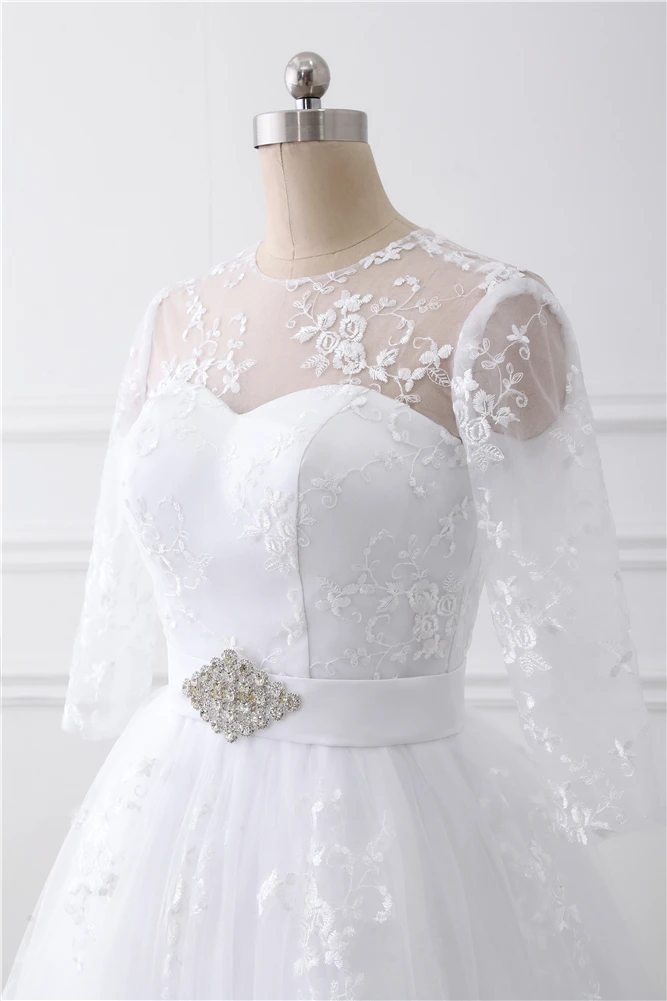 Ruthshen бальное платье Свадебные платья дешевые 3/4 рукава Кружева Тюль Vestidos De Novia винтажные белые цвета слоновой кости платья невесты