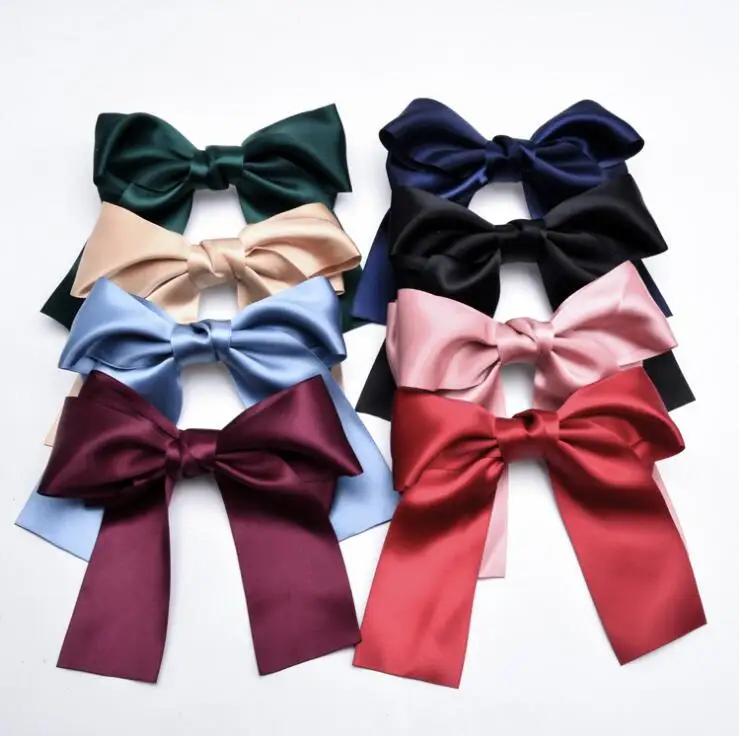 

24Pcs/Lot, 6"Inch Solid Satin Knot Bow Baby Hair Clip Set,Girls Fabric Hairpins, DIY Hair Barrette,Women Hairband Accessories