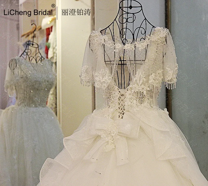 Роскошные свадебные платья украшения цветок Бисероплетение Собор Поезд