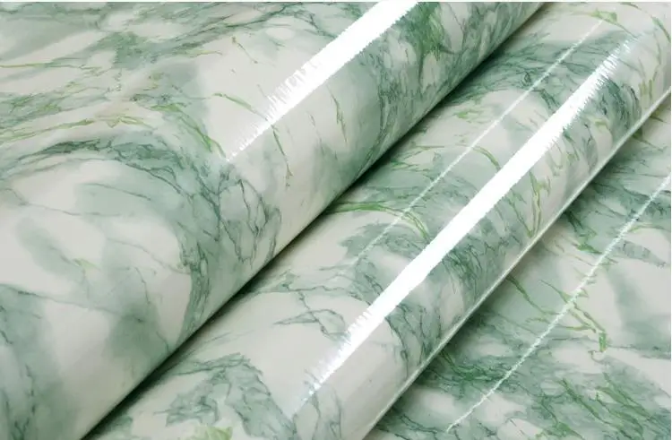 Green Jade Самоклеющиеся маслостойкие водонепроницаемые наклейки на подоконники для кухни, старая мебель, имитация мрамора, ремонт, ПВХ Декоративная пленка - Цвет: Green Jade