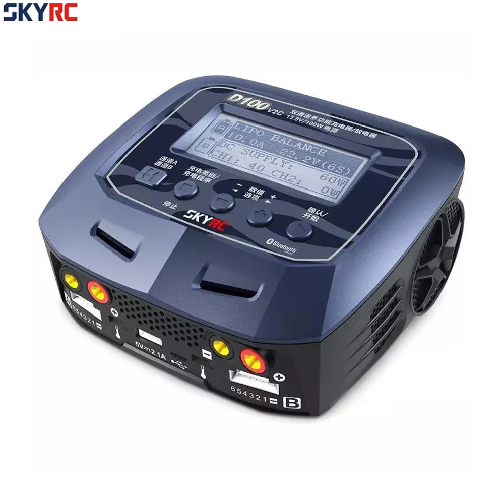 Skyrc D100 V2 Зарядное устройство двухканальный AC/DC LiPo 1-6s 2x100 Вт двойной с Bluetooth баланс зарядное устройство разряда для Lipo литий-ионный аккумулятор
