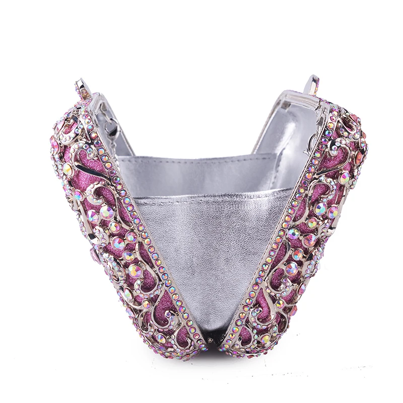 

Purple/Pink/Red Bridal Crystal Women Clutch XIYUAN Rhinestone Evening Bag Luxury Party Clutch Chain Handbag Ladies Metal Purses