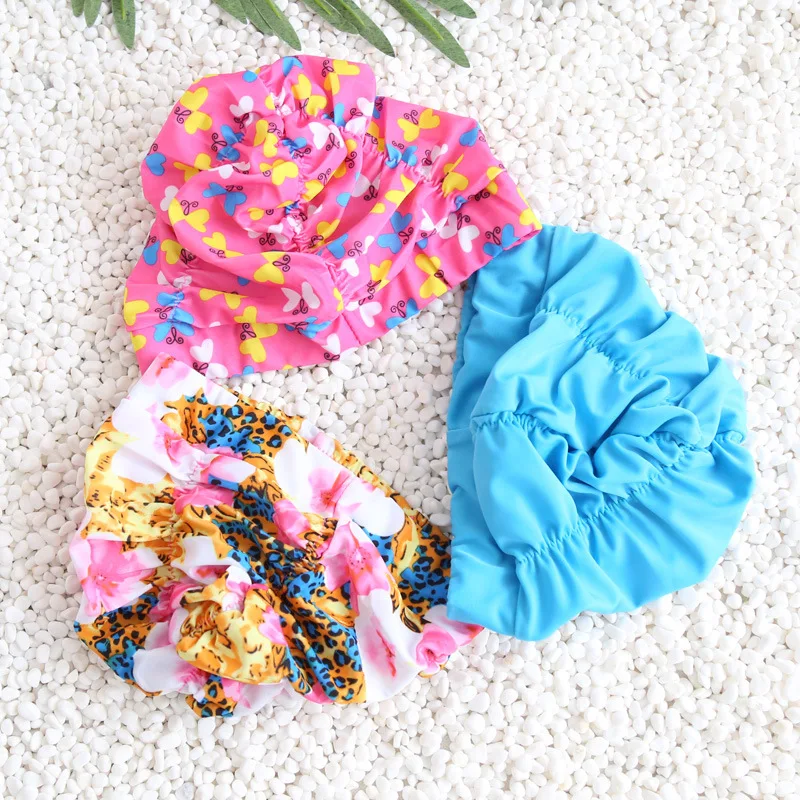 Одноцветное Для женщин Плавание ming Кепки для длинных волос Ruched бассейн шляпа