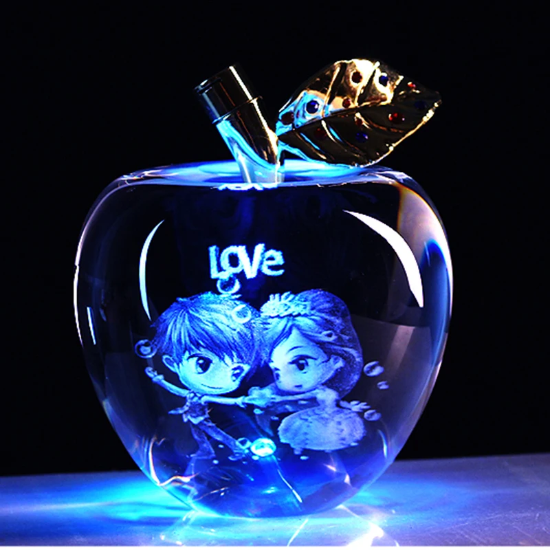 Персонализированные хрустальные свадебные изображения лазерное яблоко Ремесло