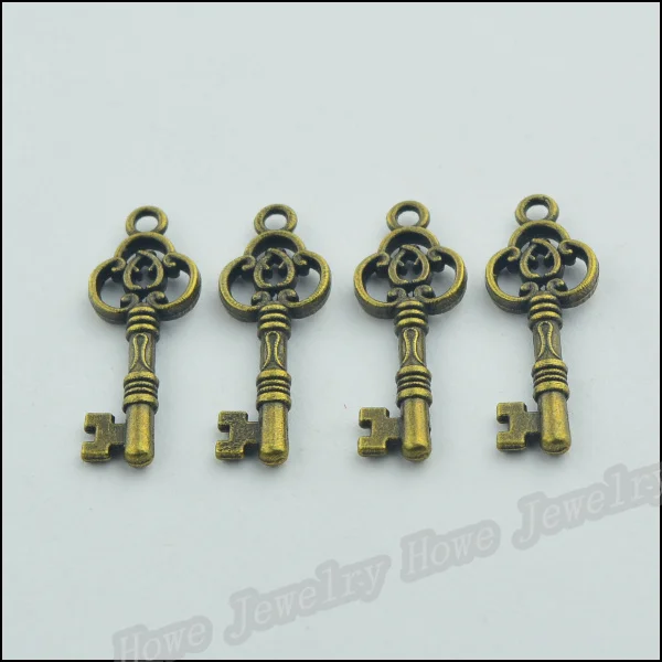 Оптовая продажа винтажная 90 шт Античная бронзовая подвеска в форме ключа diy