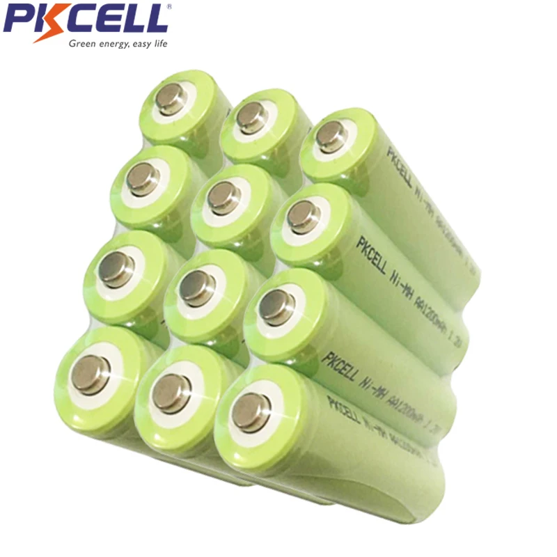 10 шт. PKCELL AA NIMH батарея aa 1200MAH 1 2 V перезаряжаемые батареи 2A кнопочный Топ без PCM