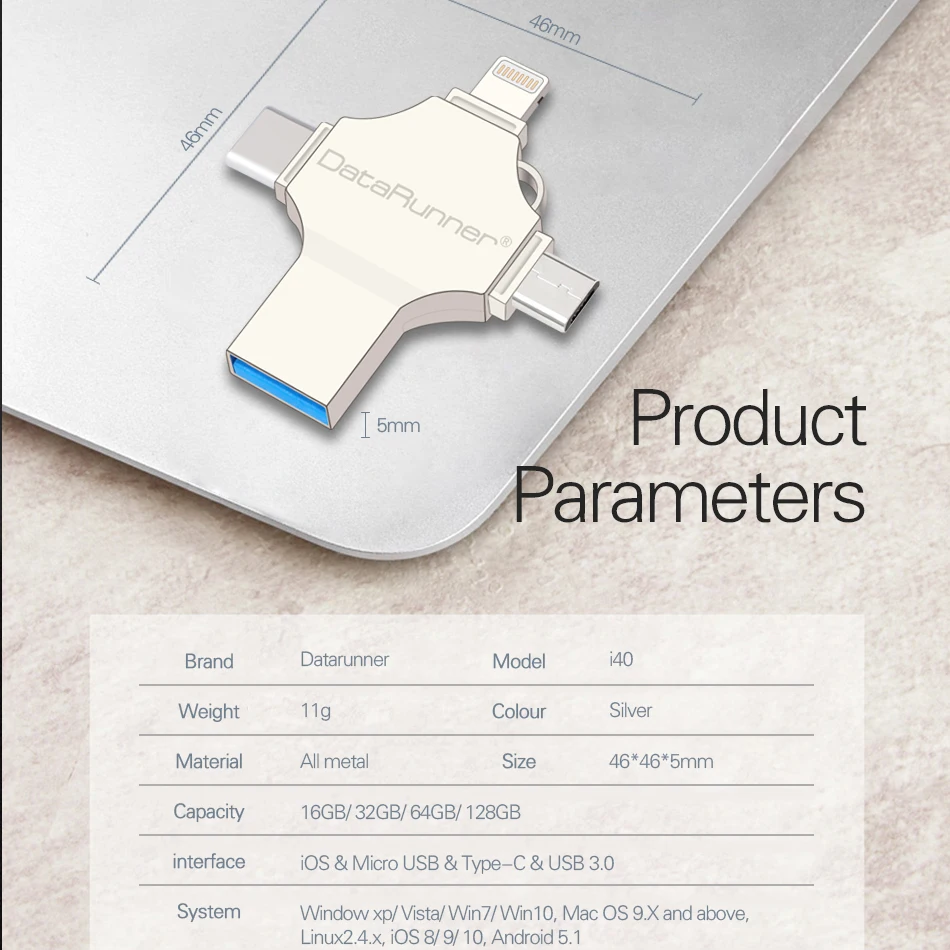 Флеш накопитель DataRunner USB 128/iOS/Micro usb /Type C|USB флэш-накопители| |