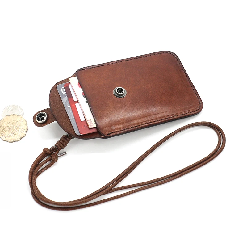 New Fashion Vertical Style ID Badge Holder For Work Genuine Leather Student Identity Bus Card Case Retractable Lanyard Tag Bag |