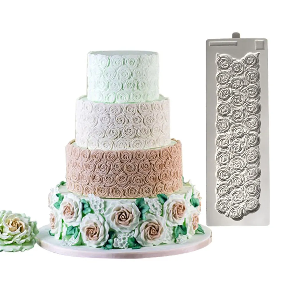 Rose Flower Swirl Border Pattern Silicone Mold Lace Fondant Wedding Cake Decoration Candy Baking Tools Chocolate | Дом и сад