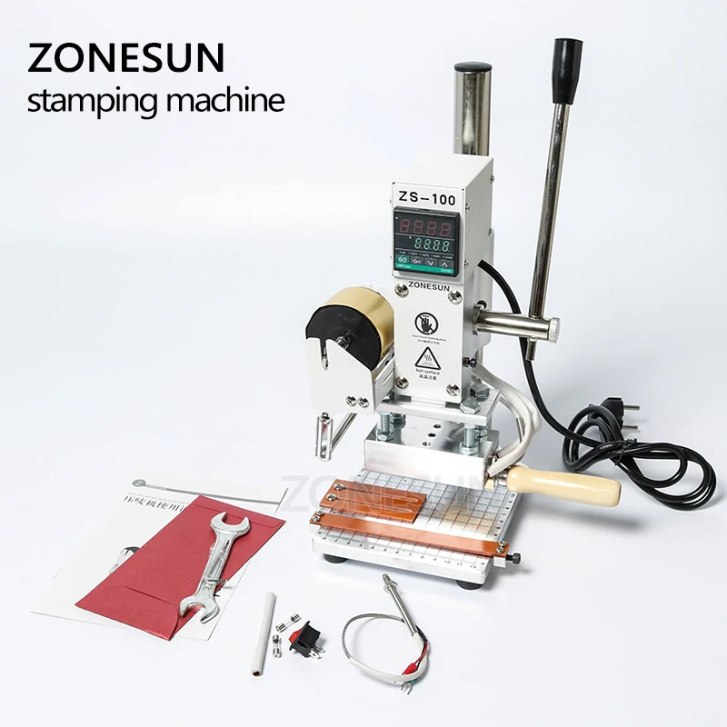 ZONESUN машина для горячего тиснения 220 В/110 В Профессиональная ручная машина для тиснения горячей фольги, печатная машина для кожи, ПВХ