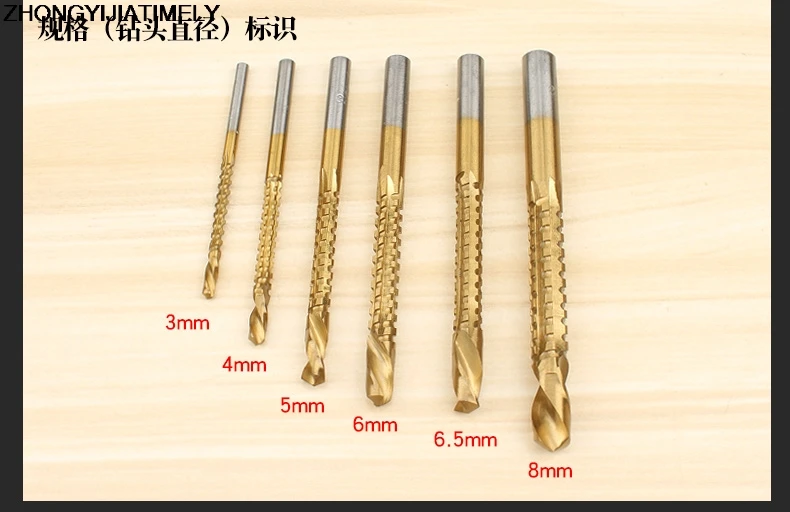 Slotted 6 in 1 combination tool high speed steel turnhead twist drill grooved tooth saw woodworking tool. | Инструменты