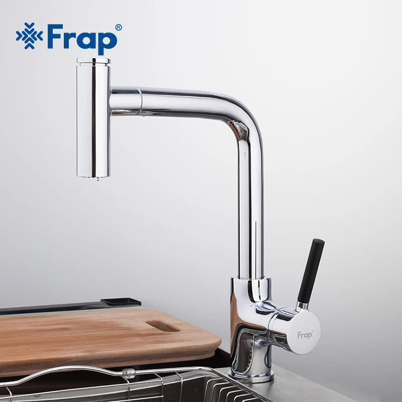 Кухонный кран Frap F6044 серебристая ручка одно отверстие поворотная 360 градусов