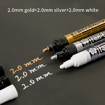 3pcs 2 point 0mm SAKURA маркеры Маркеры Ручка для письма маркировка пластик/стекло/сталь/дерево/Одежда Дизайн Марка ручка для DIY чертежи товары для рукоделия - Цвет: 3pcs 2 point 0mm