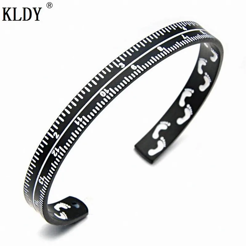 black KLDY байкерские жесткие браслеты, браслет, линейка, спидометр, манжеты, браслеты из нержавеющей стали, манжеты, браслеты в стиле хип-хоп, ювелирные изделия для мужчин - Окраска металла: black