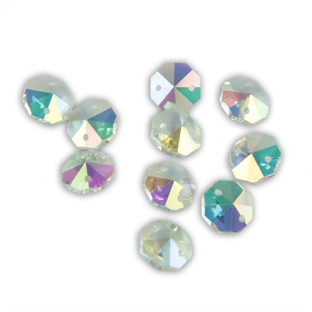 

Chandelier Crystal Beads 20pcs/Lot 30mm AB Color Glass Octagon Beads In 2 Holes Crystal Prism Parts