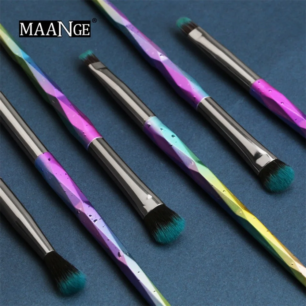 New Arrival 6pcs Rainbow Multicolor Cosmetic Acrylic Diamond Powder Glitter Handle Makeup Brush set Crystal Brushes G321 | Красота и