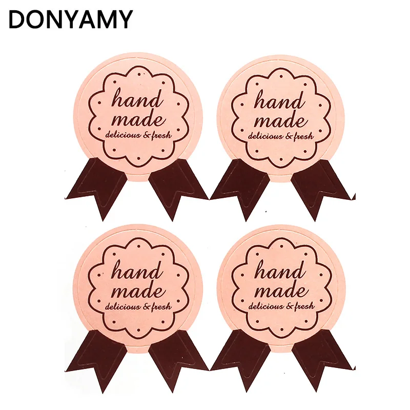 DONYAMY 100 шт. ручной работы розовая медаль форма печать наклейка для выпечки