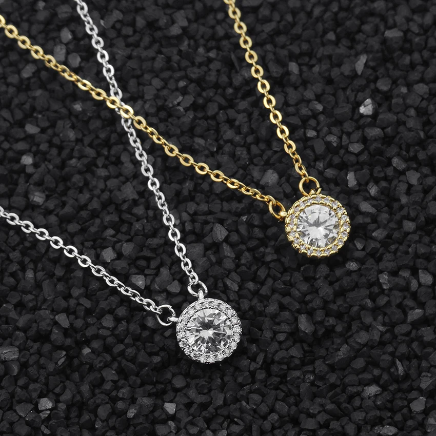 

V Attract 10pcs Delicate CZ Cricle Pendant Necklace For Women 2018 Bijoux Femme One Point Cubic Zirconia Gold Choker