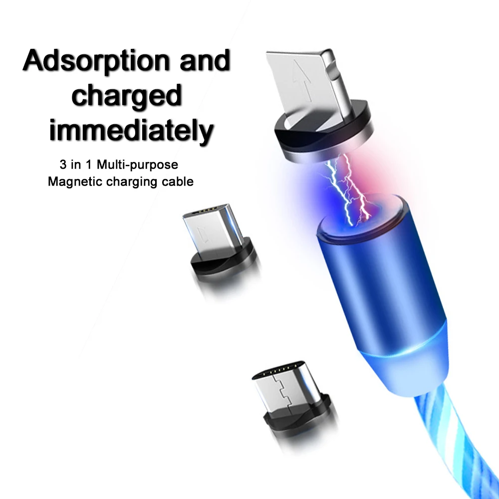PORTEFEUILLE Магнитный зарядный кабель chargeur для iphone 7 6s 6 8 plus x xs type-c Samsung Micro USB зарядное